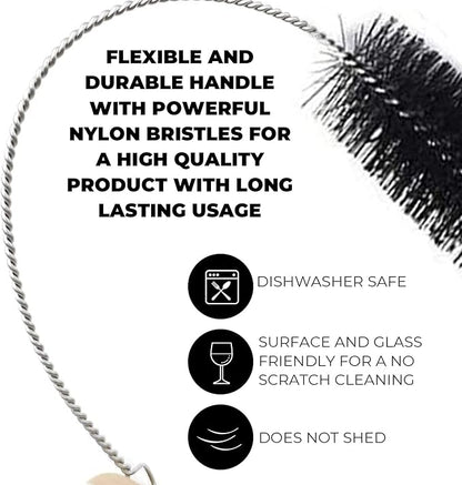 Flexible Drain Cleaning Brush (72" Long) for Drains, Bottles, Bathroom Sink, Bathtub, Shower, and Kitchen Sink, Heavy-Duty Double Ended Nylon with Elastic Hose, Bathroom Essentials, Blue