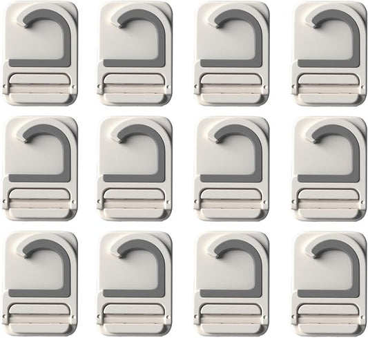 12Pack Broom Holder Wall Mount, Damage Free Hanging Wall Mount Broom and Mop Holder, Household Cleaning Organizer for Organization and Storage, Holds up to 6 lb