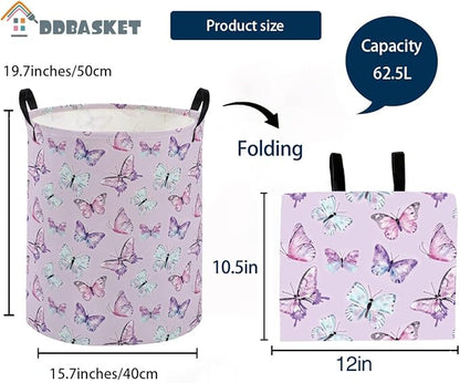 Kids Laundry Basket Animal Hamper for Nursery Butterfly Hamper Cute Kids Storage Bin Organizer Room Decor for Home(Butterfly)