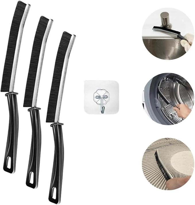 Crevice Cleaning Brush,Grout Cleaner Scrub Brush Tool Deep Tile Joints,New Multifunctional Bathroom Gap Cleaning Brush Tool, Hard-Bristled Crevice Long Handle Brush, 3 Pcs+Hanger Gift