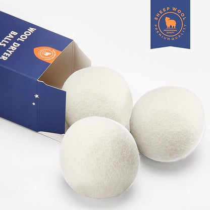 Wool Dryer Balls Organic XL,Laundry Dryer Balls,100% New Zealand Wool Natural Fabric Softener,Reusable 1000 Loads,Shorten Drying Time & Reduces Wrinkles,Baby Safe