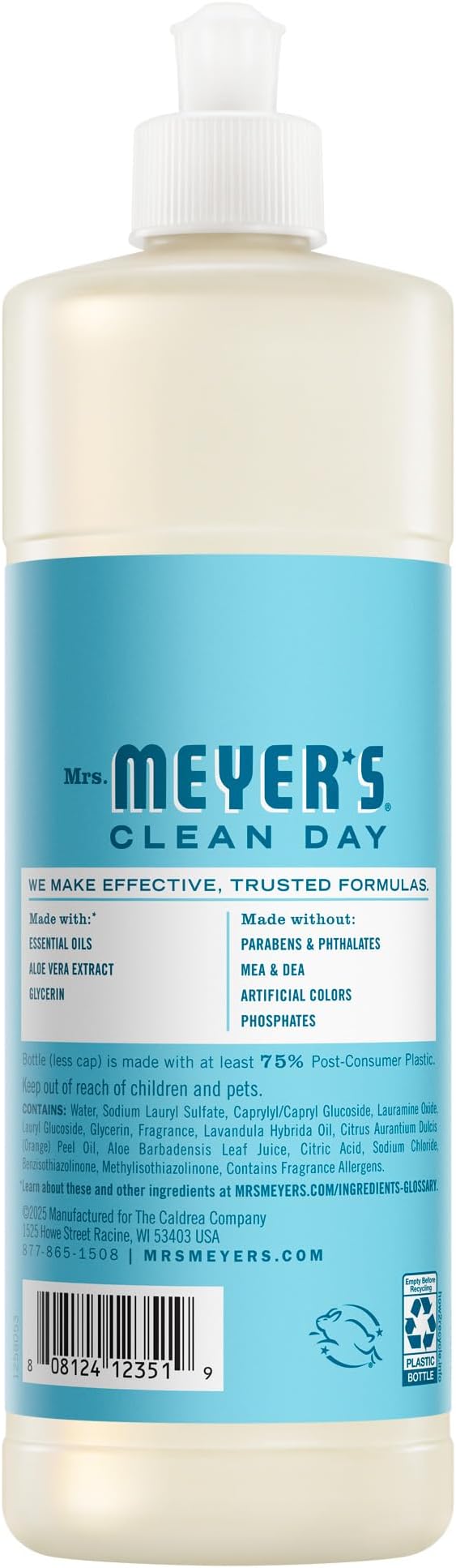 Mrs. MEYER'S CLEAN DAY Liquid Dish Soap, Biodegradable Formula, Dewdrop, 16 Fl Oz