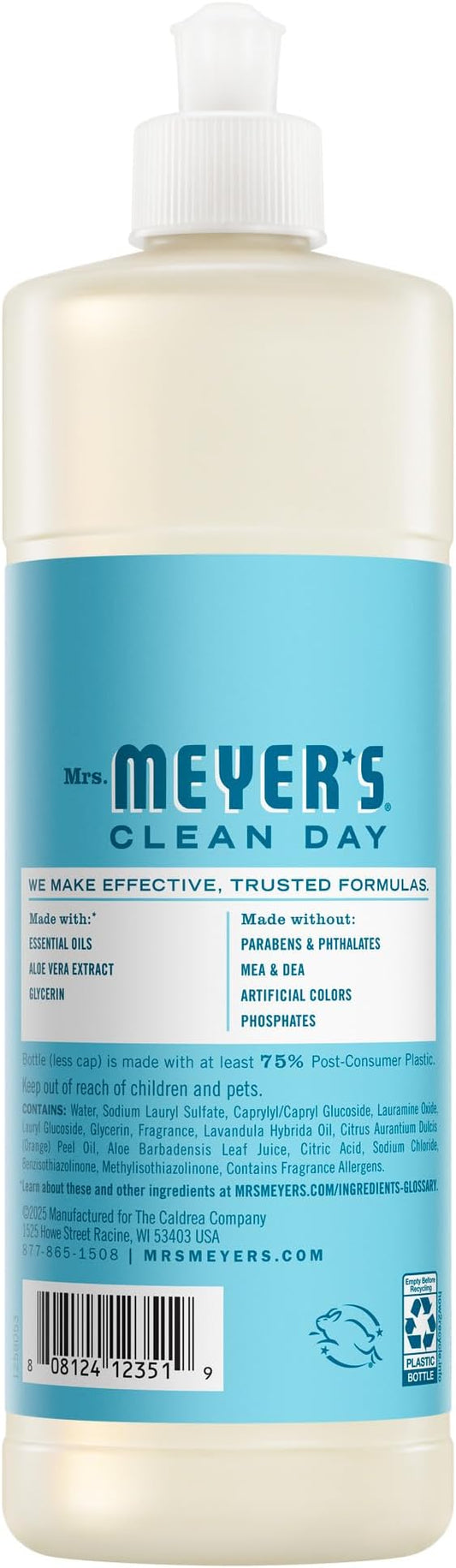Mrs. MEYER'S CLEAN DAY Liquid Dish Soap, Biodegradable Formula, Dewdrop, 16 Fl Oz