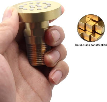 Brass Round Shower Body Spray Jets 6 Pack, HOMEDEC Spa Massage Nozzle 2inch Rain Showerhead Wall Mount Rainfall Shower Head Sprayer, Brushed Gold