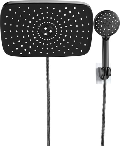 Veken 11.8'' Rain Shower Head with Handheld, High Pressure Rainfall Showerhead Combo with 5 Handheld Water Spray Modes for Bathroom Accessories, Home Decor, Detachable Dual Shower Heads, Matte Black