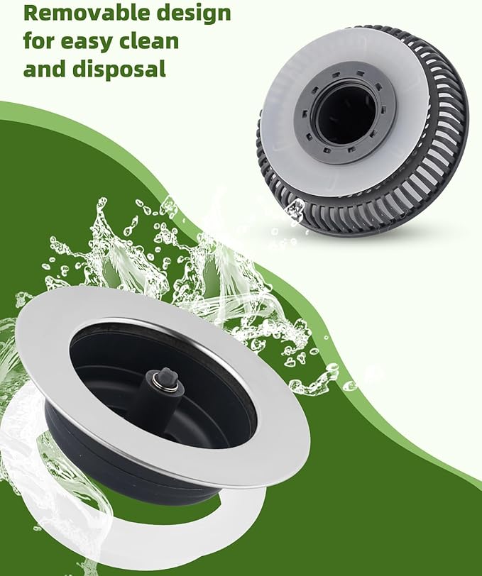 Universal 3-in-1 Kitchen Sink Strainer Stopper Pop Up Sink Drainer with Upgrade Folded Handle, for US Standard 3-1/2 inch Drain Filter, Chrome Stainless-Wraped Shell, Anti-Clog