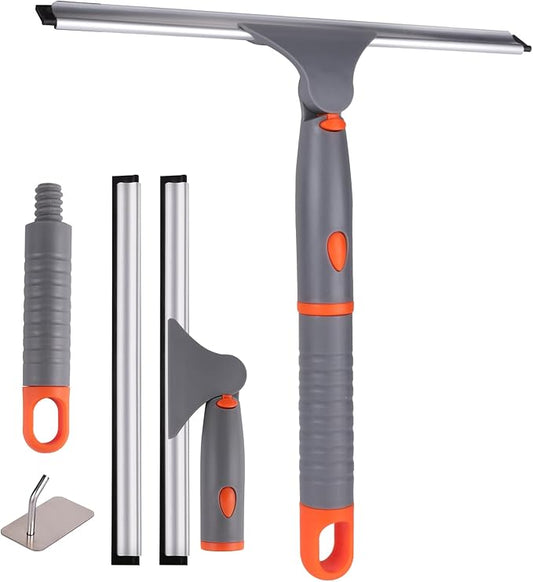 All Purpose 12 inch Shower Squeegee with 2pcs Rubber Wiper Blade BITOPE Window Squeegee Soft Safe to Clean Shower Door Bathroom Car Windshield Glass Mirrors