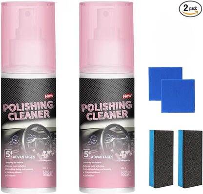 Polishing Cleaner Car Interior, 100ML Car Interior Cleaner, Interior Detailer Spray, Car Interior Detailing Cleaner for Rubber, Leather& More, Multi-Surface Cleaning for Car Interior(2PCS)