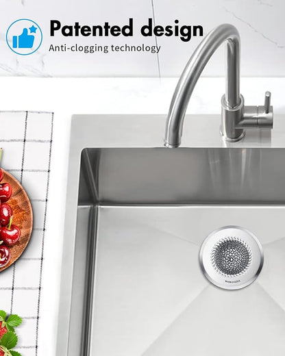 Wokdada Revolutionary Kitchen Sink Drain Strainer/Patented Reversible Chain Mesh, Effortless Cleaning & Debris Catcher, Large Capacity, No Clog, 304 Stainless Steel & Rust-Proof/Handmade
