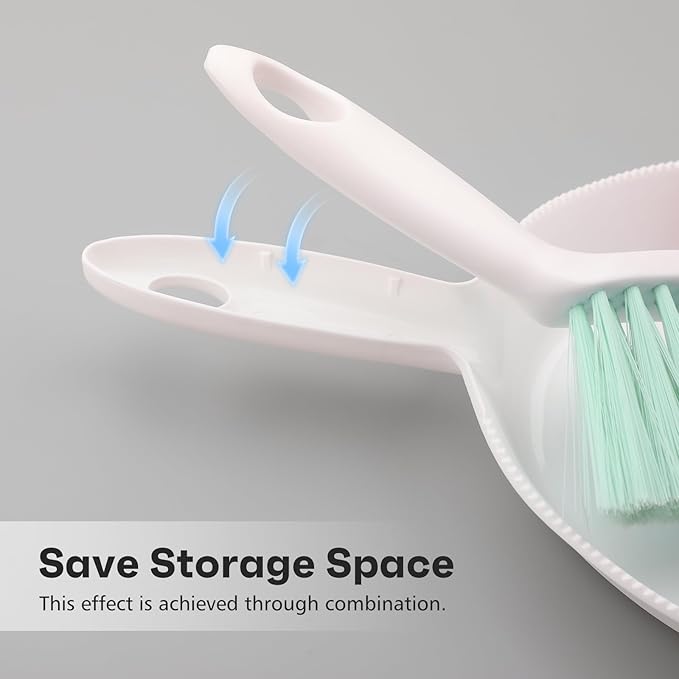 NACENA Handheld Dustpan and Broom Set – Mini Compact Brush Combo for Desktop, Sofa, Car & Kitchen Crumbs Small Cleaning Tool with Stiff Bristles, Green