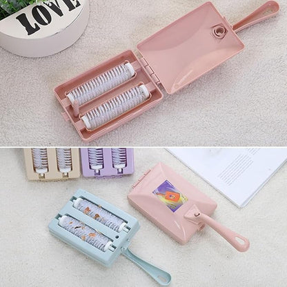 1pc Carpet Sweeper Gadgets for Home, Twin Roller Type Multi-Functional Hand-Held Brush Pet Hair Dust Scraps Paper Small Rubbish Cleaning with a Brush(Random Color)