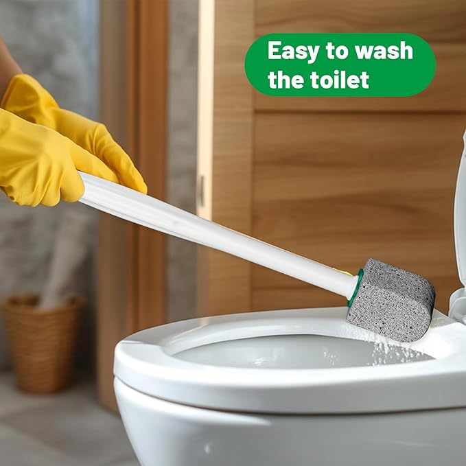 Pumice Stone Toilet Bowl Cleaner,Bathroom Cleaner Brush Toilet Wand Refills with 30CM Long Handle for Remove Hard Water Stains with 1 Wand+ Pumice Stones (10 Pack Stone)