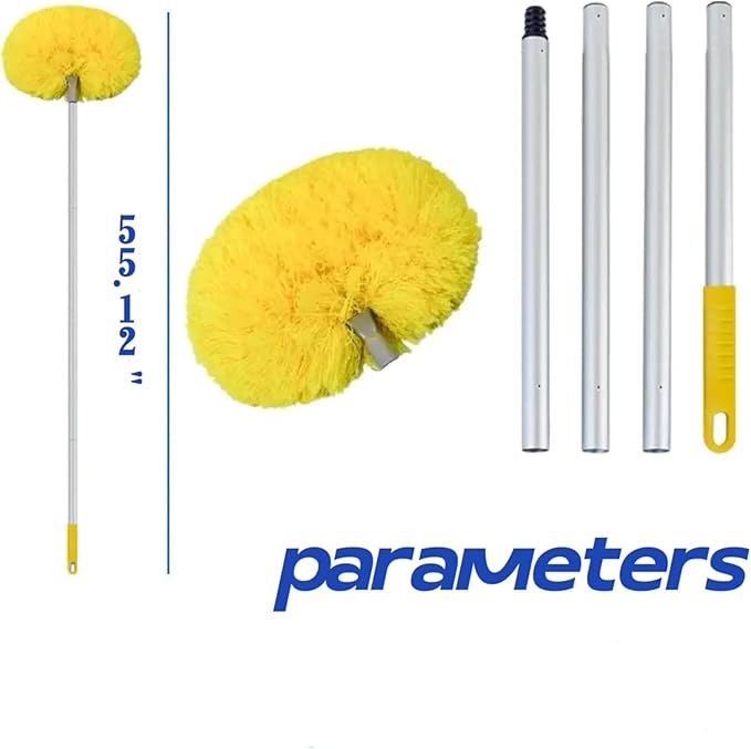 Ceiling fan dust collector, ultra-fine fiber dust collector with extendable extension rod, suitable for cleaning high ceiling fans, furniture, blinds, cars, bookshelf doors, etc.13-50 inches, (yellow)
