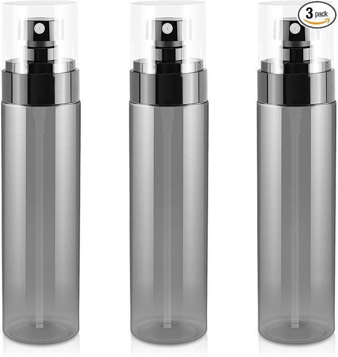 3Pack Small Spray Bottle, 4oz Black Plastic Fine Mist Mini Spray Bottles, Empty Refillable Travel Bottles for Hair, Cleaning, Salons, Planting, Skin Care