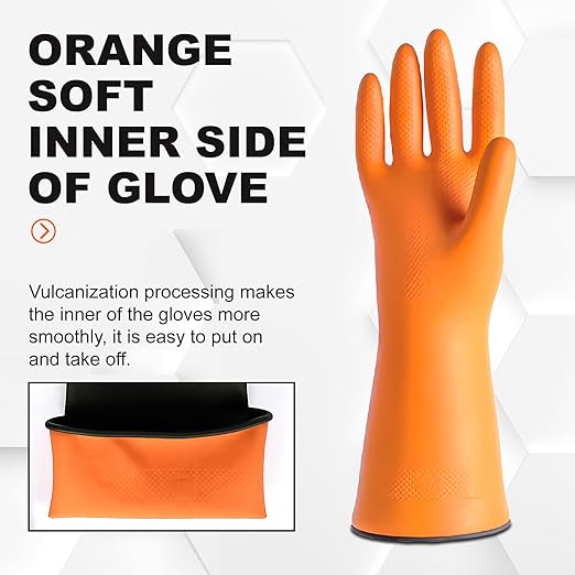 North Tower Heavy Duty Black Rubber Gloves for Cleaning - Non-Slip Grip Palm, Thick Household Gloves for Women, Kitchen Dishwashing, Car Washing, Mechanical Maintenance（Large-3 Pair）