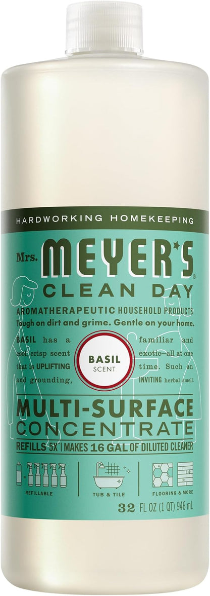 MRS. MEYER'S CLEAN DAY Multi-Surface Everyday Concentrate, Basil Scent, 32 Fl Oz Bottle