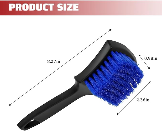 Car Carpet Cleaning Brush, Stiff Bristles Vehicle Wheel Hub Rims Wash Brush with Short Handle, Automotive Detailing Tire Cleaner, Universal for SUV Automobile Truck (Blue)