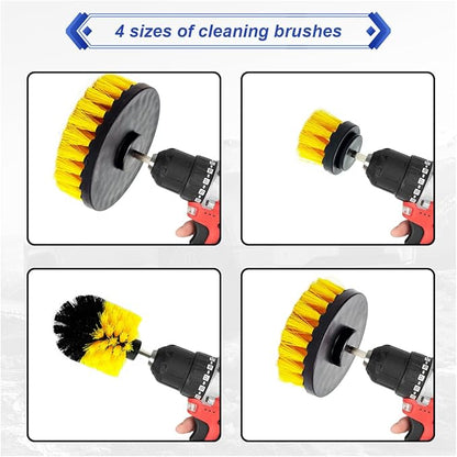 ZIMISI 4PCS Drill Brush Attachment Set, Mult-Purpose Car Wash Brush, Rotary Detailing Brush Set, Car Carpet Cleaner Brushes for Wheel, Grout, Shower, Bathroom, Floor (Yellow)