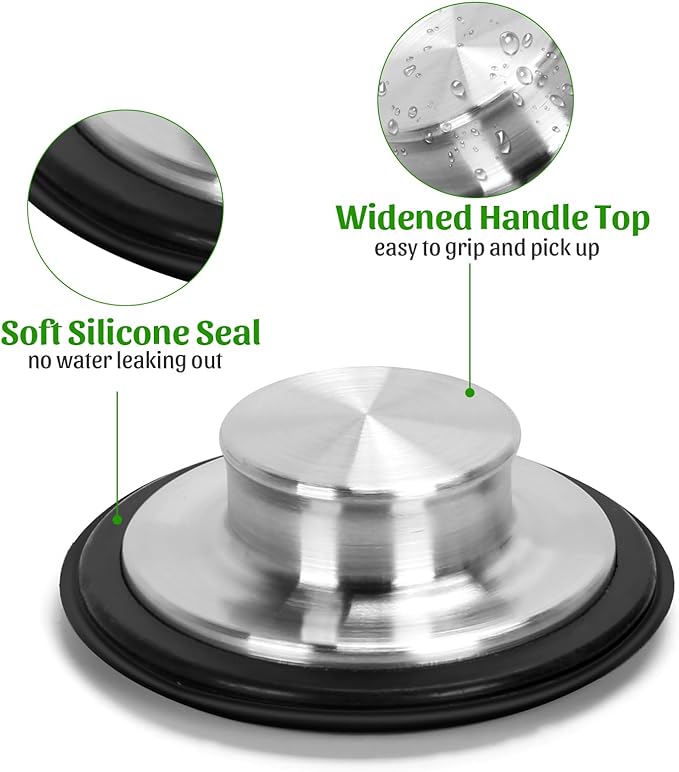 3PCS - Windran Kitchen Sink Drain Strainer and Sink Drain Stopper Set, Upgraded Double-Layer Safe Design for Most Kitchen Sink Drain Basket (4.5 Inch)
