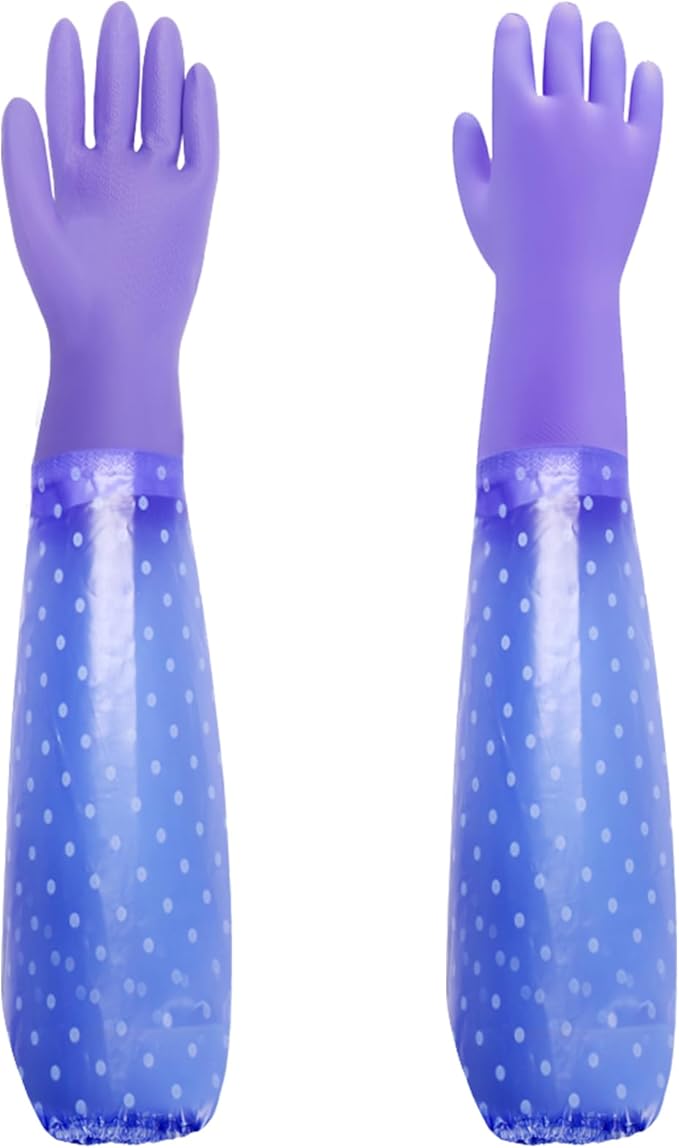 XANGNIER Long Gloves for Cleaning Bathroom,Waterproof Chemical Resistant Gloves Elbow Length,Pvc Full Arm Men & Women Reusable Glove for Gardening,Aquarium,Kitchen,Dishwashing,Household Cleaning,1pair