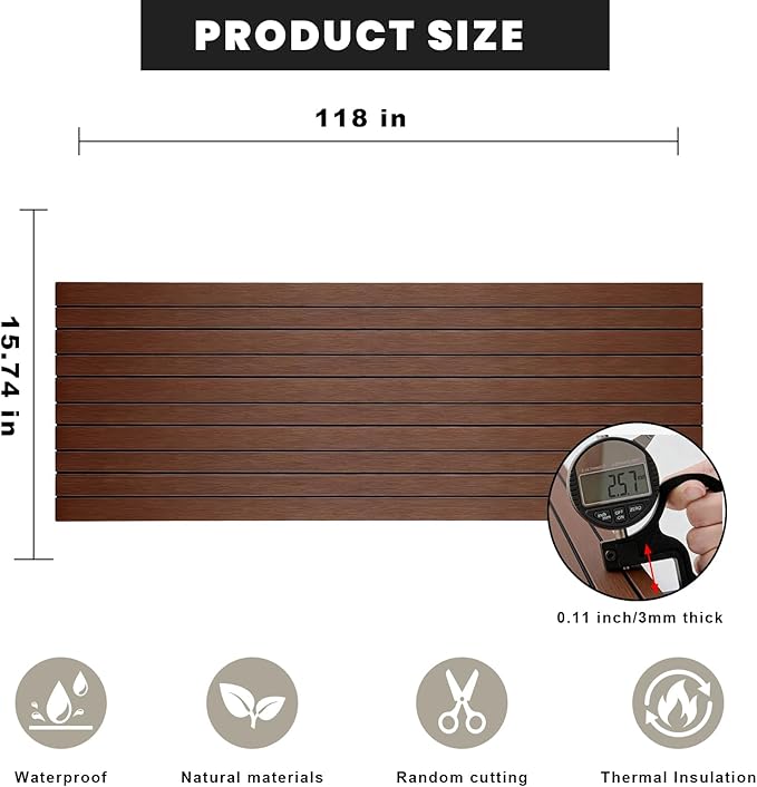 3D Wall Panels Peel and Stick – 15.74"x118" PVC Faux Wood Grain Texture, Self Adhesive Waterproof Wall Covering, DIY Accent Wall, Sofa Background Backsplash & Modern Home Decor, Covers 12.9 sq.ft