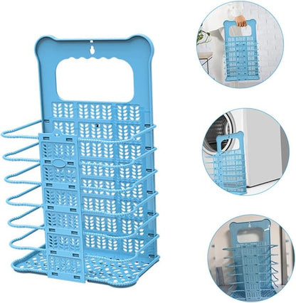 Foldable Wall Mount Laundry Basket Small Saving Dirty Clothes Organizer with Large Capacity and Strong Load Bearing Easy to Install Bathroom Storage Holder for Laundry and Sundries