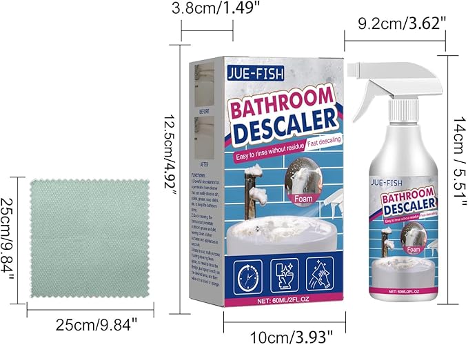 Bathroom Descaler Foam Cleaner, Multipurpose Bathrooms Cleaning Foam Spray for Kitchen Bath Shower Glass, Multipurpose Bathrooms Foam Cleaners (2pcs)