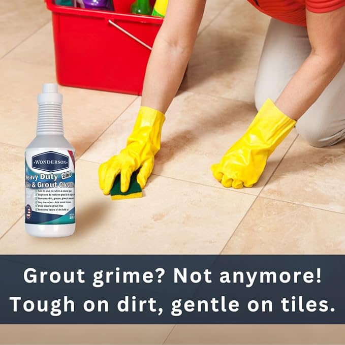 Wonderson Professional Strength 2-in-1 Heavy Duty Tile & Grout Cleaner with Acid Mimic Formula for White & Colored Grout with Ceramic or Porcelain Tiles - 32oz