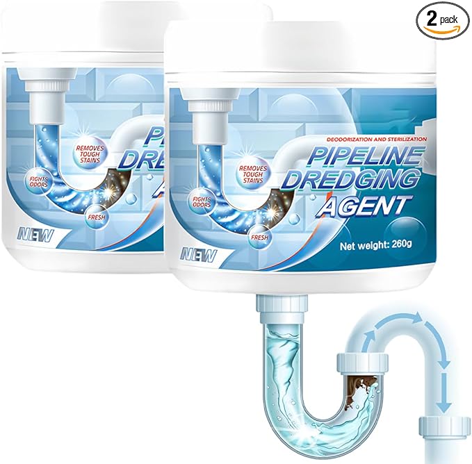 Drain Clog Remover, Powerful Pipe Dredging Agent, Sink Drain Cleaner for Kitchen Bathroom, Unclogging Solution for Pipes, Toilets & Showers (2)