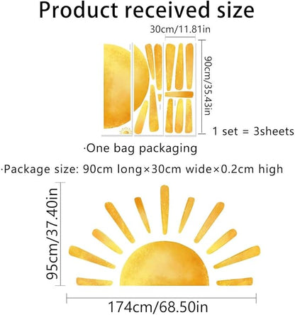 Wall Stickers Decals Kids Peel and Stick Removable for Nursery Kids Bedroom Living Room décor Boys Playroom (Golden Sun)