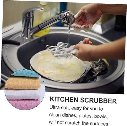 VILLCASE 4pcs Cotton Kitchen Cleaning Cloth Set, Absorbent Dish Towels, Sturdy Non-linting Washable Multi-Functional Kitchen Wipes for Household Cleaning