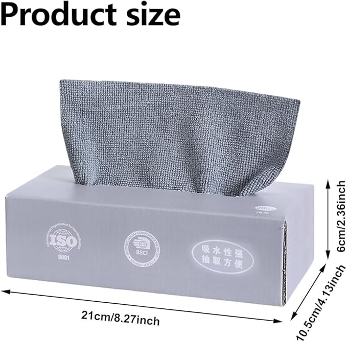 Pull-Out Microfiber Cleaning Cloths in Box, 2026 New 20 Pieces Pull-Out Cleaning Cloths, Reusable Cleaning Rags, Soft Absorbent Cloths, Streak-Free Wipes, Suitable for Kitchen Car Care (Gray)