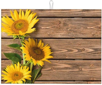 Sunflower Dish Drying Mat for kitchen Counter Large Microfiber Dish Drying Mat for Dishes Absorbent Reversible Kitchen Dish Drying Pad Rack Mat 18" x 24"