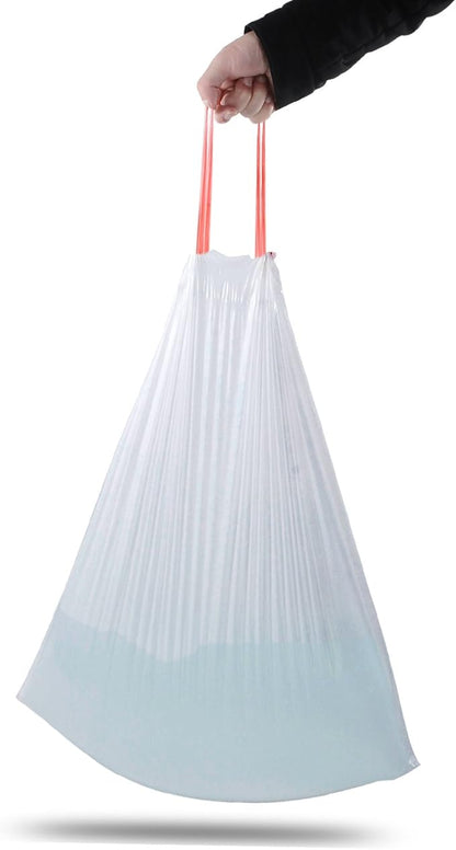 Orino Ultra Strong Garbage Bags 8 Gallon Trash Can Liners for Kitchen and Office Unscented White Drawstring Trash Bags, 60 Count 0.74 mil 22" x 24"