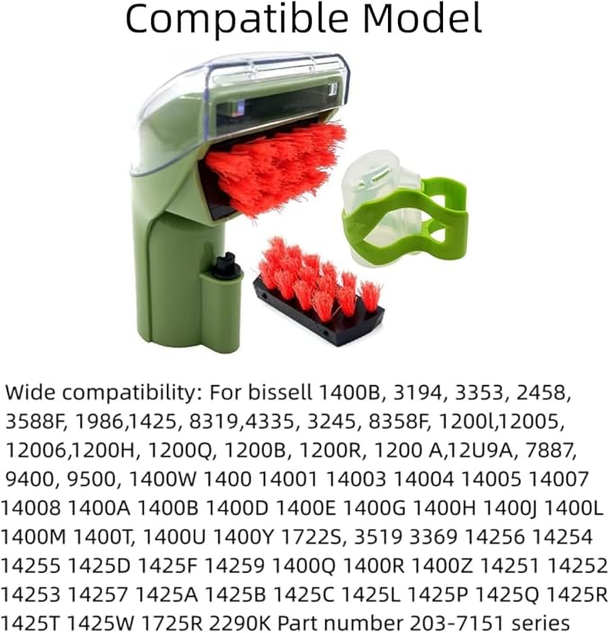 1400B Cleaning Brush Replacement Parts Compatible for bissell 1400B 1400 3194 3353 2458 3588F 1986 1425 1844 2290A 1400W 1425W Tough Stain Brush Tool Green Attachments