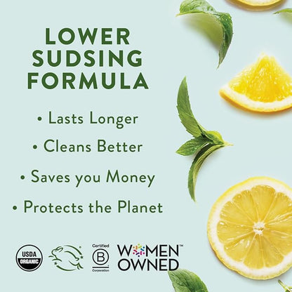 Rebel Green Super Deluxe Dish Soap - Natural Kitchen Dish Detergent - Gentle Dish Liquid Scented with Peppermint & Lemon - (1 Gallon Refill Bottle)