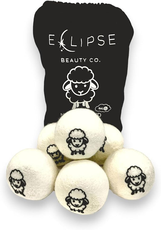 Wool Dryer Balls 6 Pack XL Reusable Premium Organic Fabric Softener Handmade New Zealand Wool Essential Oil Diffusing Dryer Balls