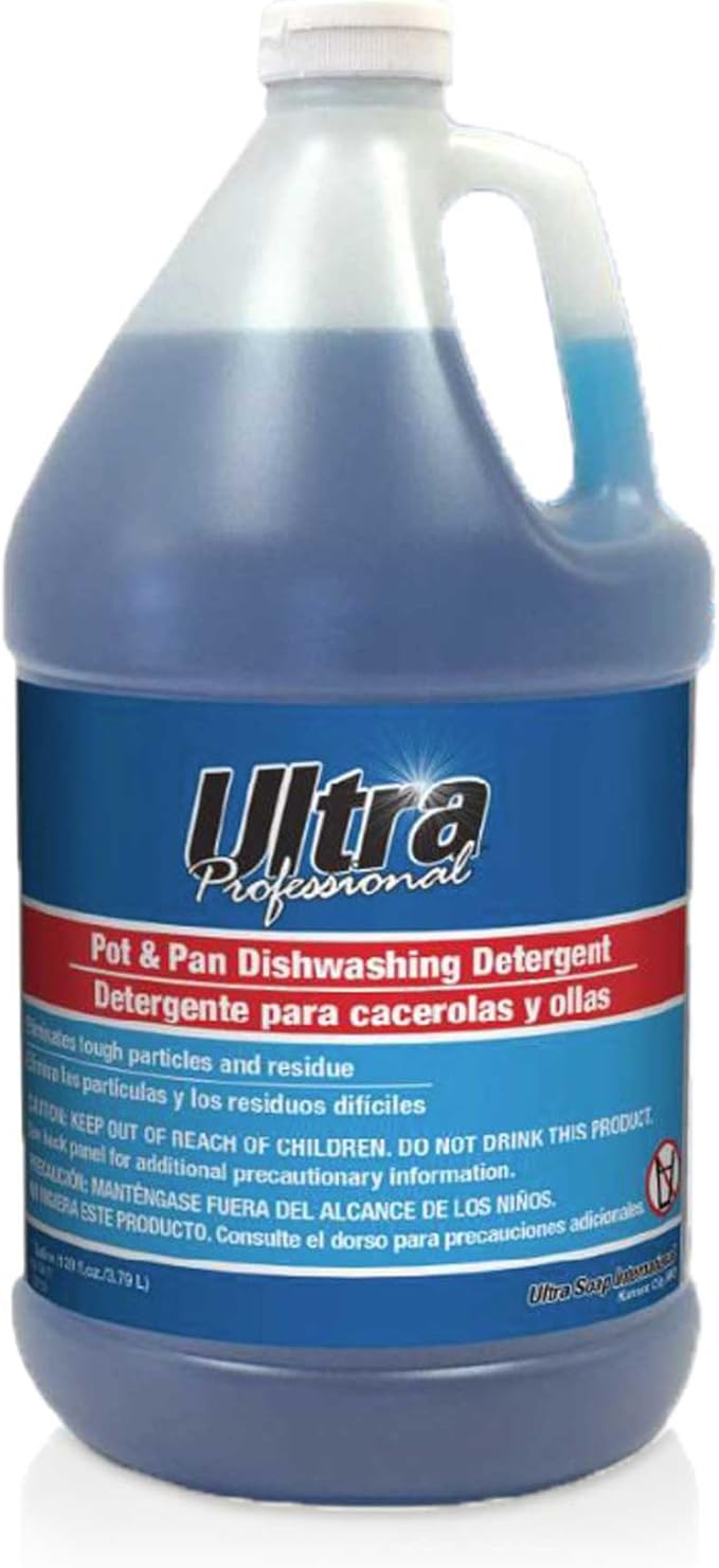 Ultra Professional ™ 4 Pack 1 Gallon Pots & Pan Dishwashing Detergent Dish Cleaning Liquid, Platinum, Blue- Powerful Grease Remover