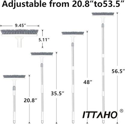 ITTAHO 2 Pack Grout Cleaning Brush with Long Handle, Swivel V-Shape Grout Scrub Brush, Extendable Handle for Tile Floors, Bathroom, Shower, Corner