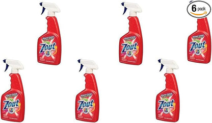 Zout Triple Enzyme Formula Laundry Stain Remover Spray, 22 Ounce - Pack of 6
