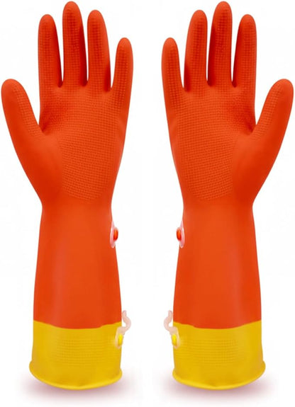 USE FUN Kitchen Rubber Gloves – 100% Natural Latex, Durable Non-Slip Waterproof Dishwashing Gloves, M/L/XL