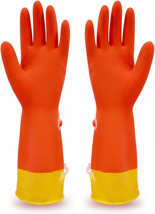 USE FUN Kitchen Rubber Gloves – 100% Natural Latex, Durable Non-Slip Waterproof Dishwashing Gloves, M/L/XL
