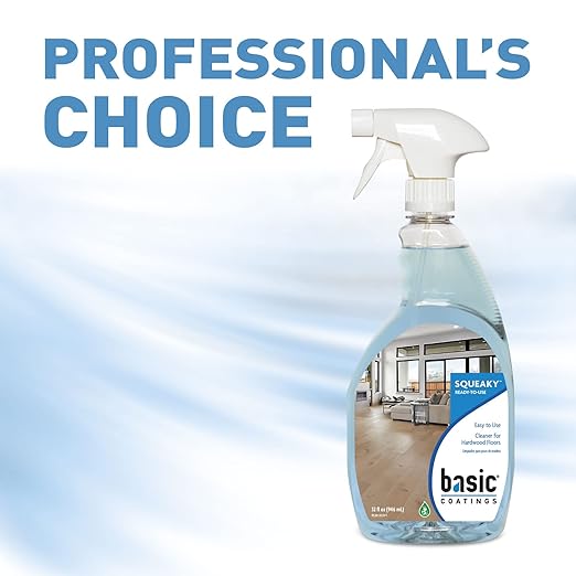 Basic Coatings Squeaky Hardwood Floor Cleaner Spray | Harwood Floor Cleaner | No Residue I Floor Cleaning Solution I 32 oz