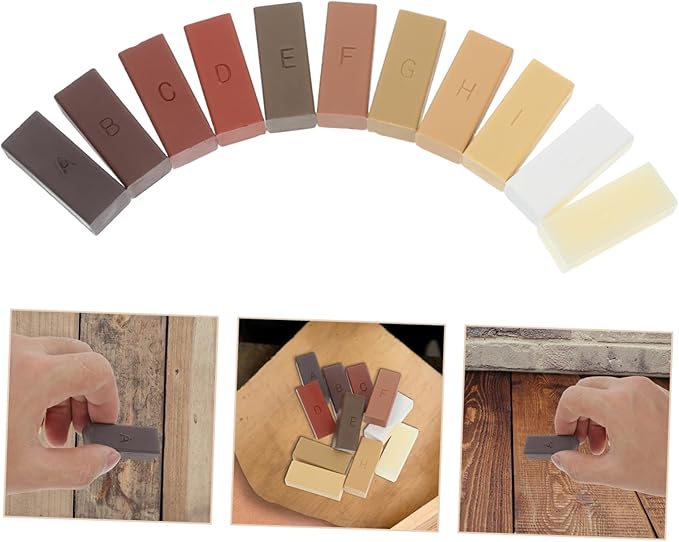 11pcs Wood Floor Repair Wax Blocks Easy Scratch Repair for Hardwood Laminate Vinyl Natural Color Protection for Furniture Flooring