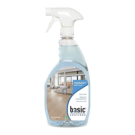 Basic Coatings Squeaky Hardwood Floor Cleaner Spray | Harwood Floor Cleaner | No Residue I Floor Cleaning Solution I 32 oz