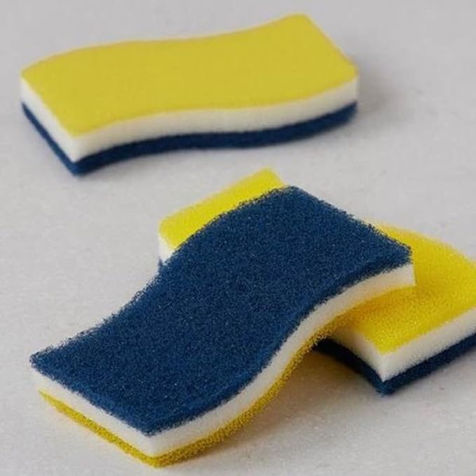DEAD SKIN Soft & Hard Dual-Sided Sponge Dish Scrubber, Multi-Purpose, Odor-Resistant for Kitchen and Bathroom Cleaning, Household Scrub Sponges_3pcs