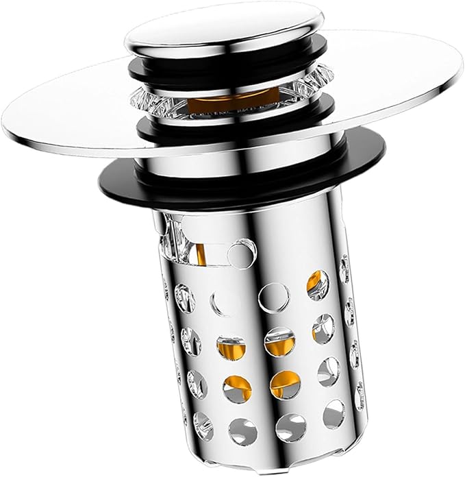 Push Button Sink Drain Stoppers With Odor Prevention And Hair Catcher Steel Bathroom Basin Filter For Not Clogging Not Odor Popup Drain Stoppers