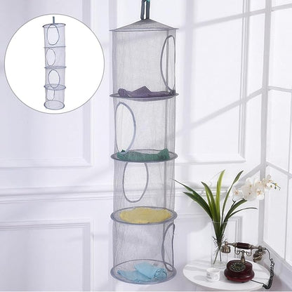 1pc Foldable Mesh Laundry Drying Basket Versatile Hanging Storage Organizer for Clothes Toys and Sundries for Bathroom Bedroom and Living Room Use