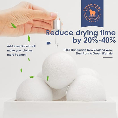 Wool Dryer Balls Organic XL,Laundry Dryer Balls,100% New Zealand Wool Natural Fabric Softener,Reusable 1000 Loads,Shorten Drying Time & Reduces Wrinkles,Baby Safe