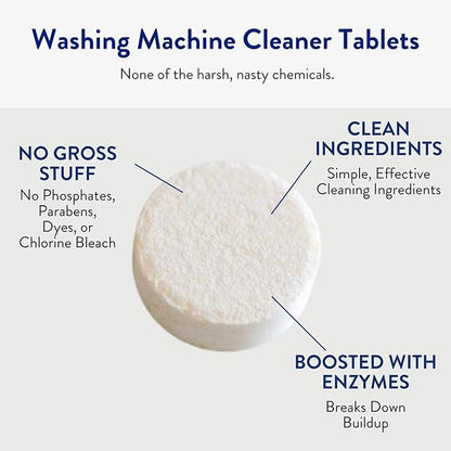 THE CLEAN PEOPLE Washing Machine Cleaner - Washer Machine Cleaner Tablets for Removing Odor, Grime & Scale Buildup - Front Load and Top Load Laundry Machine Cleaner - 6 Count